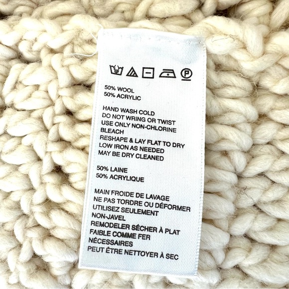 ECOTE Natural Cream Wool Blend Fringe Shaggy Knit Hoodie Zipper Vest Sz M NWT - Picture 12 of 13